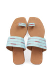Arctic Blue & Cinnamon Brown Ikat One Toe Cruelty Free Leather Flats