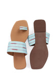 Arctic Blue & Cinnamon Brown Ikat One Toe Cruelty Free Leather Flats