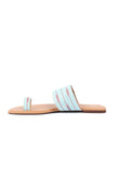 Arctic Blue & Cinnamon Brown Ikat One Toe Cruelty Free Leather Flats