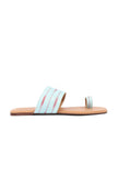 Arctic Blue & Cinnamon Brown Ikat One Toe Cruelty Free Leather Flats