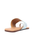 Arctic Blue & Cinnamon Brown Ikat One Toe Cruelty Free Leather Flats