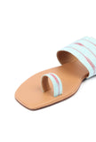 Arctic Blue & Cinnamon Brown Ikat One Toe Cruelty Free Leather Flats