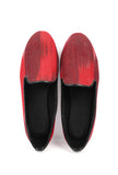 Black & Red Ikat Print Flat Cruelty Free Leather Ballerinas