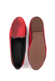 Black & Red Ikat Print Flat Cruelty Free Leather Ballerinas