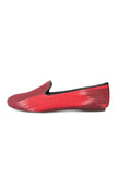 Black & Red Ikat Print Flat Cruelty Free Leather Ballerinas