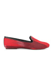 Black & Red Ikat Print Flat Cruelty Free Leather Ballerinas