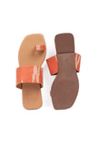 Red & Tawny Brown Ikat One toe Cruelty Free Leather Flats