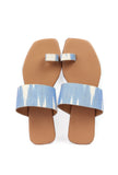 Arctic Blue & Tortilla Brown Ikat One Toe Cruelty Free Leather Flats