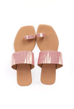 Flamingo Pink & Tortilla Brown Ikat One Toe Cruelty Free Leather Flats