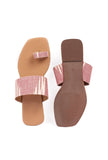 Flamingo Pink & Tortilla Brown Ikat One Toe Cruelty Free Leather Flats