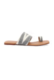 Grey, White & Tawny Brown Ikat One Toe Cruelty Free Leather Flats