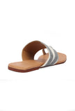 Grey, White & Tawny Brown Ikat One Toe Cruelty Free Leather Flats