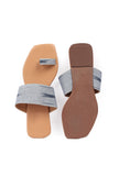 Slate Blue & Tawny Brown Ikat One Toe Cruelty Free Leather Flats