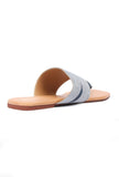 Slate Blue & Tawny Brown Ikat One Toe Cruelty Free Leather Flats