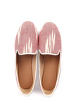 Salmon Pink & Tawny Brown Ikat Flat Cruelty Free Leather Ballerina