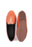 Black & Coral Pink Ikat Flat Cruelty Free Leather Ballerina