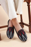 Black, Red & Grey Ikat Flat Cruelty Free Leather Ballerina