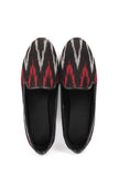 Black, Red & Grey Ikat Flat Cruelty Free Leather Ballerina