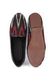 Black, Red & Grey Ikat Flat Cruelty Free Leather Ballerina