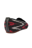 Black, Red & Grey Ikat Flat Cruelty Free Leather Ballerina