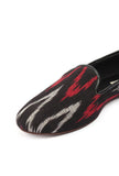 Black, Red & Grey Ikat Flat Cruelty Free Leather Ballerina