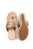 Zarina Golden Hand Embroidered Braided One Toe Wedges