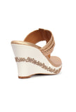Zarina Golden Hand Embroidered Braided One Toe Wedges