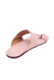 Crepe Pink Kolhapuri Inspired Flats With Insole Cushion Padding