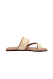 Tan Brown Slip-On Flats With Textured Straps & Insole Cushion Padding