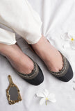 Annika Black Dori Zari Embroidery Jutti