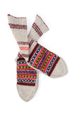 Off-White & & Multi Hand Knitted Woolen Winter Socks