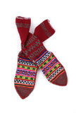 Red & Multi Hand Knitted Woolen Winter Socks