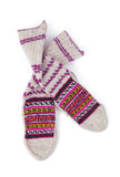 White & Multi Hand Knitted Woolen Winter Socks