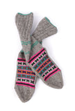 Grey & Multi Hand Knitted Woolen Winter Socks
