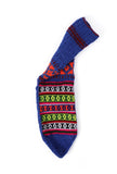 Azure Blue & Multi Hand Knitted Woolen Winter Socks