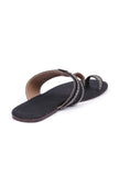 Black Cruelty free Leather inspired Kolhapuri with silver Braidings