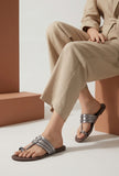 Silver and Brown Cruelty free Leather inspired Kolhapuri