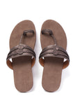Silver and Brown Cruelty free Leather inspired Kolhapuri