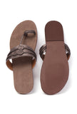 Silver and Brown Cruelty free Leather inspired Kolhapuri