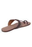 Silver and Brown Cruelty free Leather inspired Kolhapuri