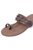 Silver and Brown Cruelty free Leather inspired Kolhapuri