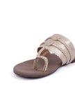 Golden and Brown cruelty free Leather inspired Kolhapuri