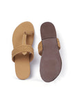 Camel Brown Cruelty free Leather inspired Kolhapuri with multiple braidings