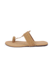 Camel Brown Cruelty free Leather inspired Kolhapuri with multiple braidings