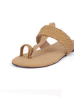 Camel Brown Cruelty free Leather inspired Kolhapuri with multiple braidings