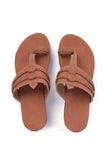 Tan Brown Cruelty free Leather inspired Kolhapuri