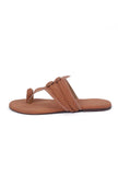 Tan Brown Cruelty free Leather inspired Kolhapuri