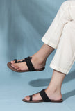 Brown and Black Cruelty free Leather inspired Kolhapuri with multiple braidings