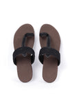 Brown and Black Cruelty free Leather inspired Kolhapuri with multiple braidings