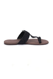 Brown and Black Cruelty free Leather inspired Kolhapuri with multiple braidings